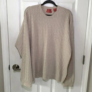 Izod Tan Cable knit cashmere sweater size XL